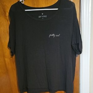 American Eagle Charcoal Gray Soft & Sexy Tee With Embroidery